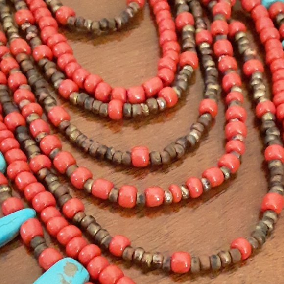 Southwest Bead Kumihimo Necklace Copper Turquoise - Picture 6 of 8